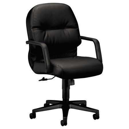 HON Managerial Chair, Leather, Fixed Arms, Black 2092SR11T